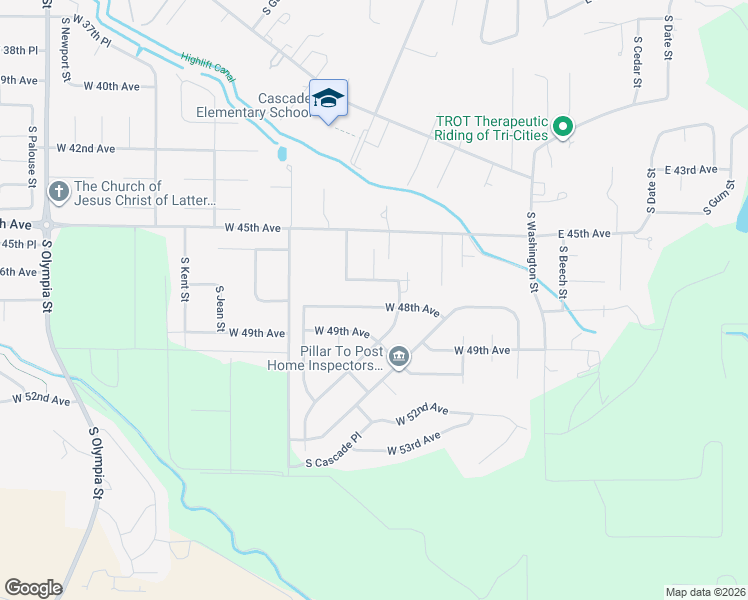 map of restaurants, bars, coffee shops, grocery stores, and more near 404 West 48th Avenue in Kennewick