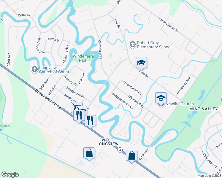 map of restaurants, bars, coffee shops, grocery stores, and more near 4 Independence Ct in Longview