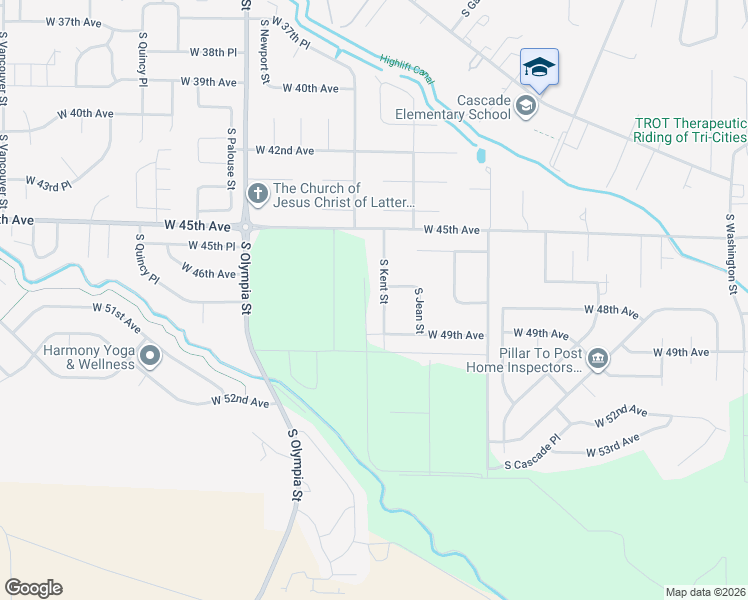 map of restaurants, bars, coffee shops, grocery stores, and more near 4704 South Kent Street in Kennewick