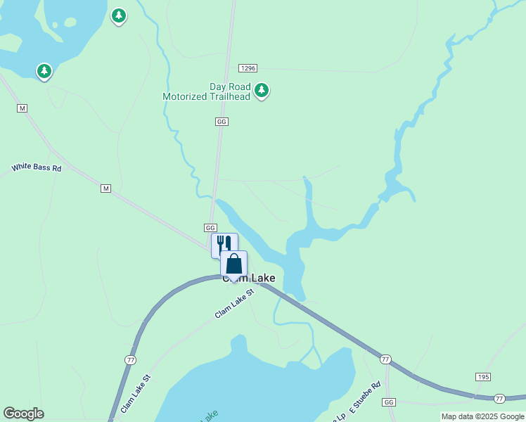 map of restaurants, bars, coffee shops, grocery stores, and more near in Clam Lake