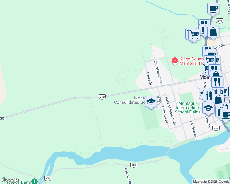 map of restaurants, bars, coffee shops, grocery stores, and more near 218 Prince Edward Island 210 in Montague