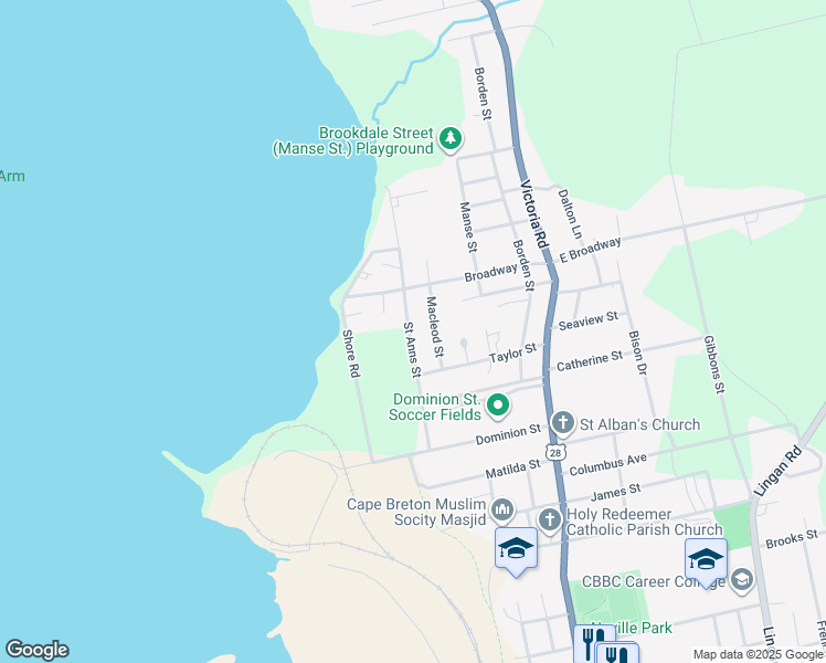 map of restaurants, bars, coffee shops, grocery stores, and more near 112 Saint Anns Street in Sydney