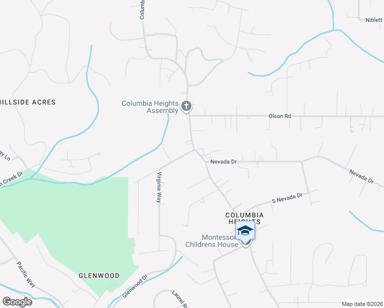 map of restaurants, bars, coffee shops, grocery stores, and more near 3519 Columbia Heights Road in Longview