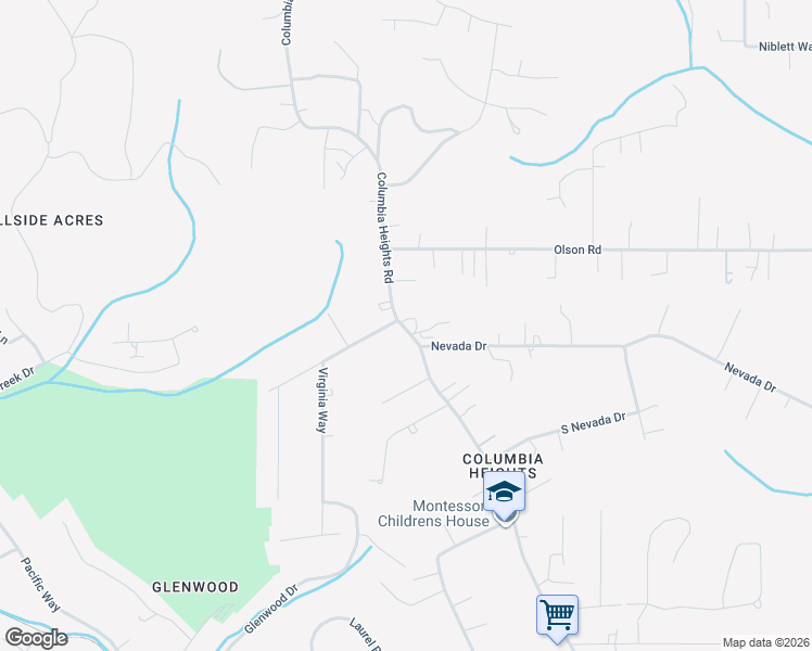 map of restaurants, bars, coffee shops, grocery stores, and more near 3519 Columbia Heights Road in Longview
