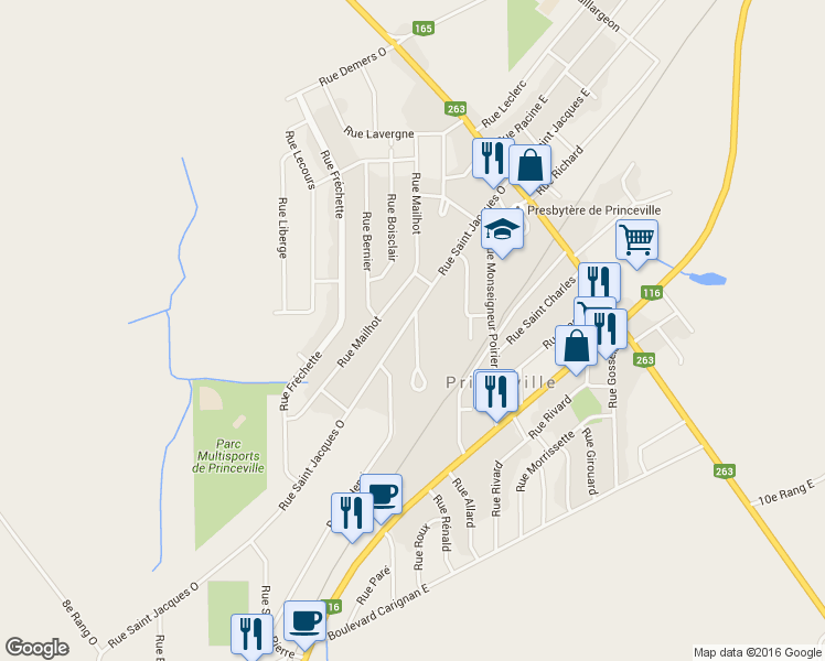 map of restaurants, bars, coffee shops, grocery stores, and more near 12 Rue des Érables in Princeville