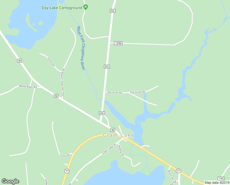 map of restaurants, bars, coffee shops, grocery stores, and more near 60928 Day Acres Road in Clam Lake