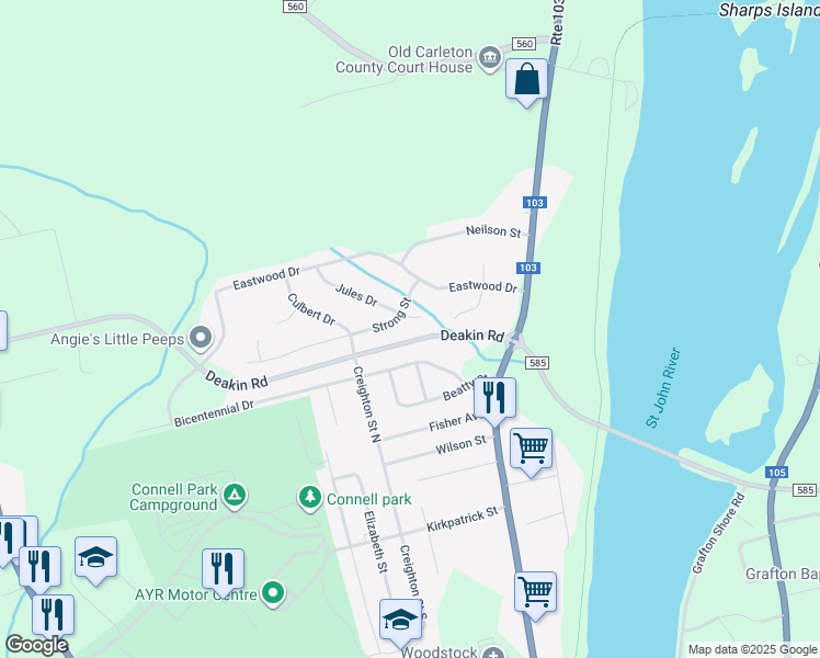 map of restaurants, bars, coffee shops, grocery stores, and more near 100 Kelly Court in Woodstock