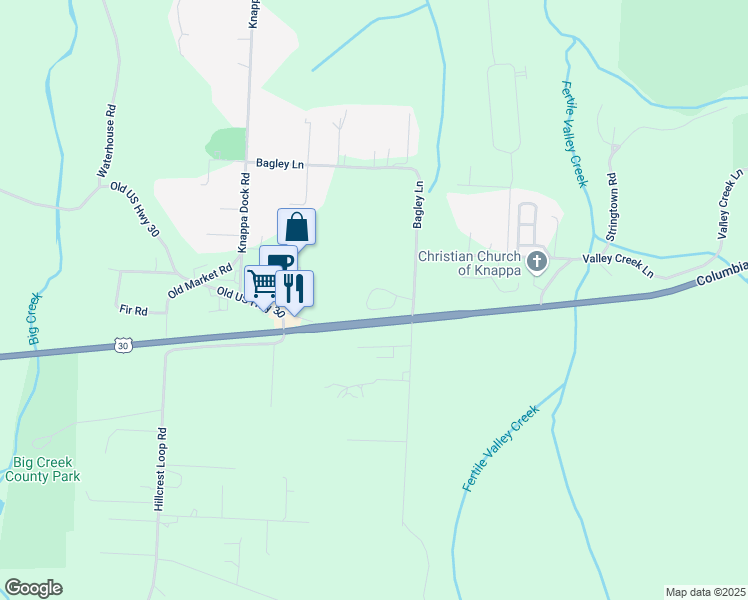 map of restaurants, bars, coffee shops, grocery stores, and more near East Columbia River Highway in Astoria