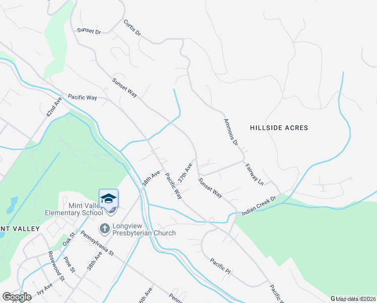 map of restaurants, bars, coffee shops, grocery stores, and more near 3726 Sunset Way in Longview