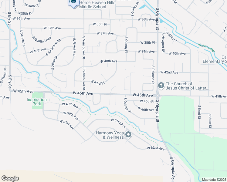 map of restaurants, bars, coffee shops, grocery stores, and more near 4406 South Sharron Court in Kennewick