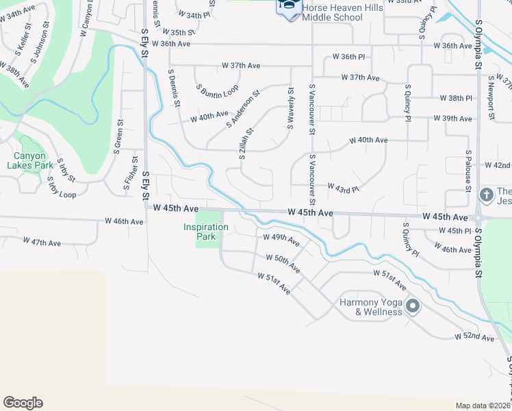 map of restaurants, bars, coffee shops, grocery stores, and more near 2720 W 45th Ave in Kennewick