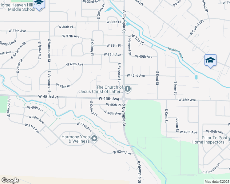 map of restaurants, bars, coffee shops, grocery stores, and more near 1526 West 44th Place in Kennewick