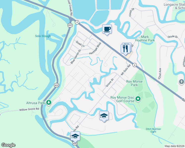 map of restaurants, bars, coffee shops, grocery stores, and more near 2041 Branch Creek Drive in Longview