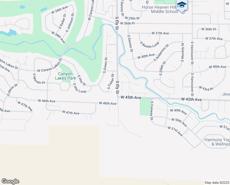 map of restaurants, bars, coffee shops, grocery stores, and more near 2800 West 43rd Court in Kennewick