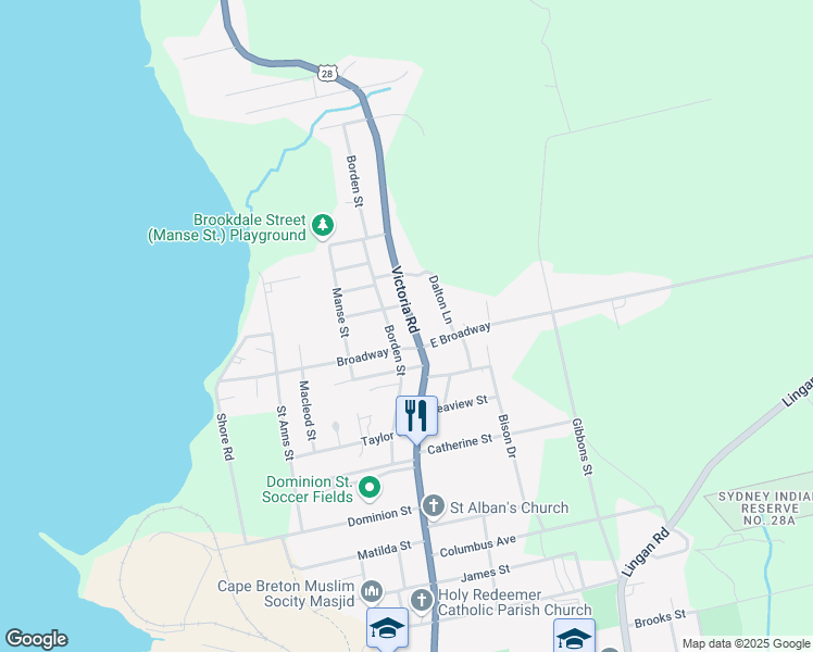 map of restaurants, bars, coffee shops, grocery stores, and more near 1481 Victoria Road in Sydney
