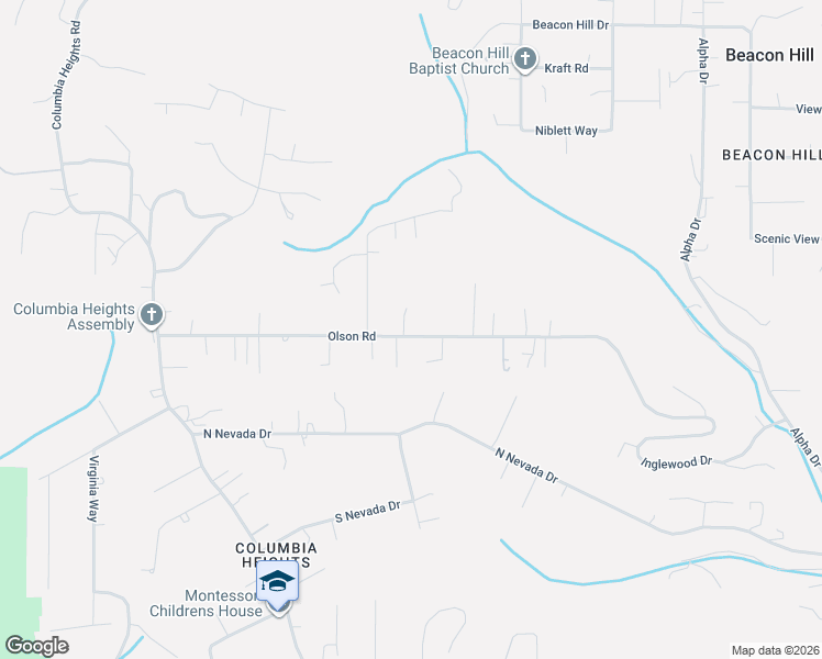 map of restaurants, bars, coffee shops, grocery stores, and more near 613 Olson Road in Longview