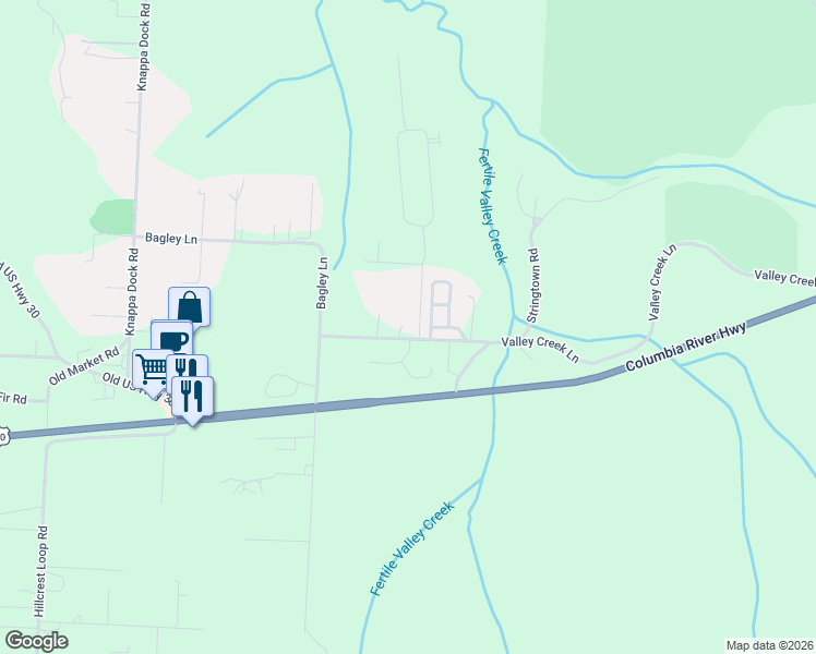 map of restaurants, bars, coffee shops, grocery stores, and more near 42475 Bagley Lane in Astoria