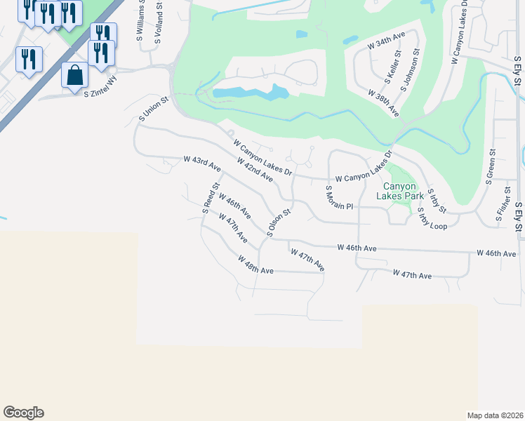 map of restaurants, bars, coffee shops, grocery stores, and more near 3805 West 43rd Avenue in Kennewick