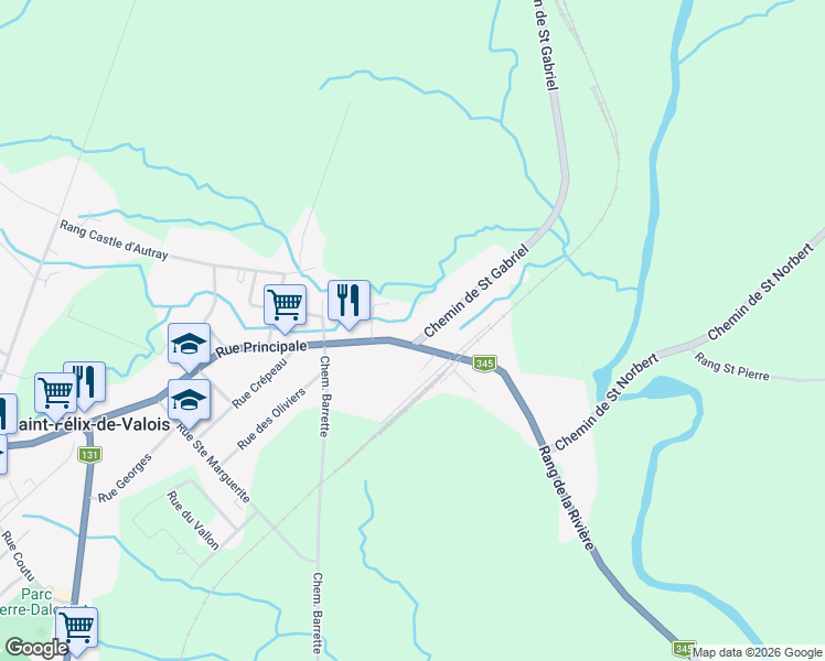 map of restaurants, bars, coffee shops, grocery stores, and more near 4130 Rue Principale in Saint-Damien
