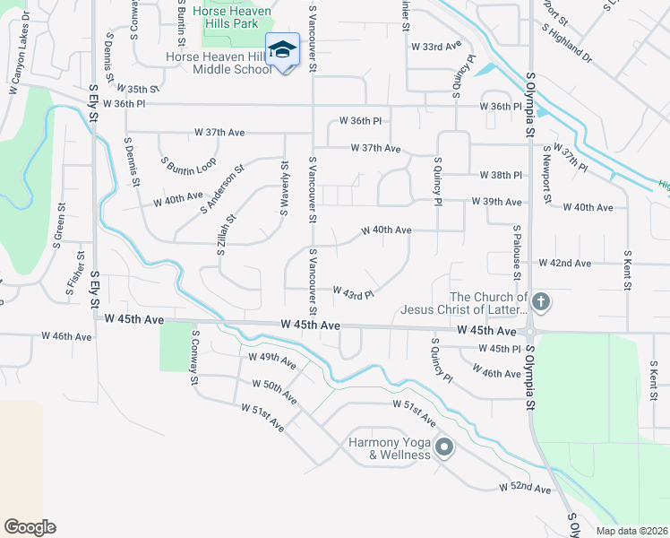 map of restaurants, bars, coffee shops, grocery stores, and more near 4005 South Vancouver Street in Kennewick