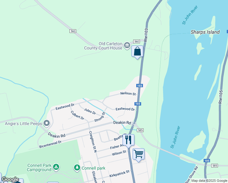 map of restaurants, bars, coffee shops, grocery stores, and more near 222 Neilson Street in Woodstock