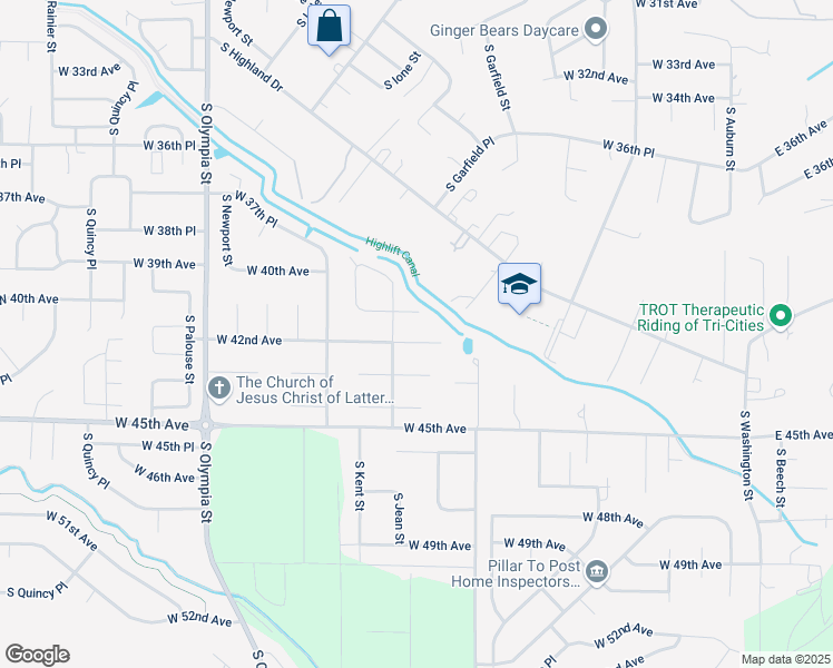 map of restaurants, bars, coffee shops, grocery stores, and more near 710 West 42nd Avenue in Kennewick