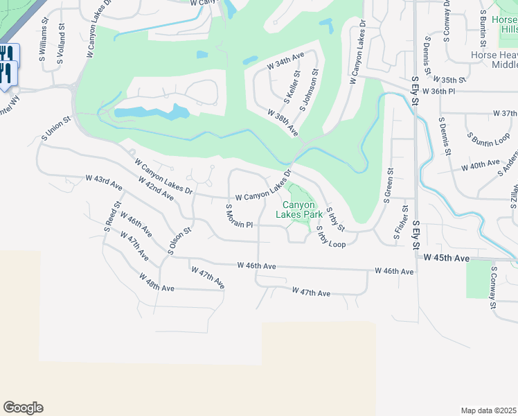 map of restaurants, bars, coffee shops, grocery stores, and more near 4110 South Ledbetter Court in Kennewick