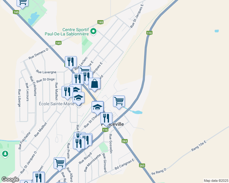 map of restaurants, bars, coffee shops, grocery stores, and more near 81 Rue Nadeau in Princeville
