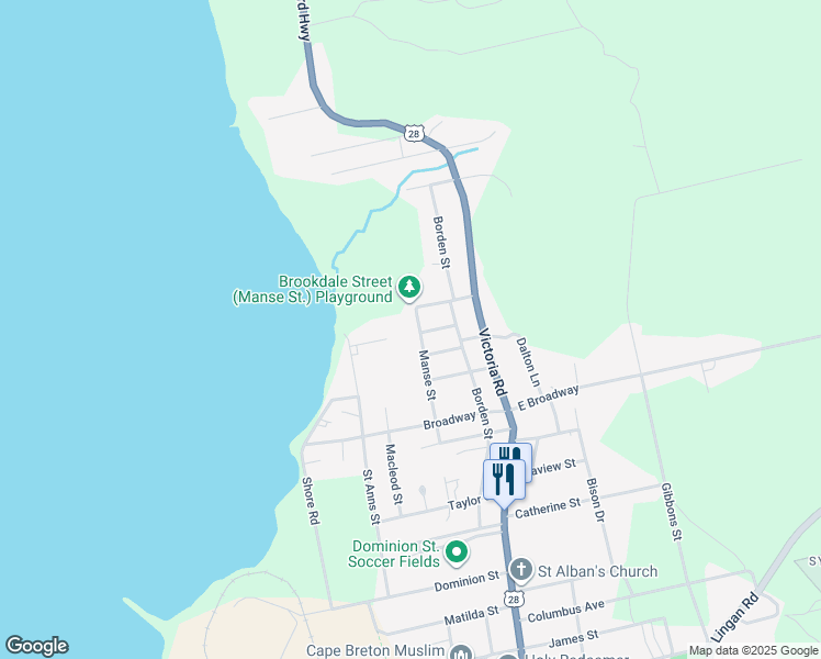 map of restaurants, bars, coffee shops, grocery stores, and more near 93 Manse Street in Sydney