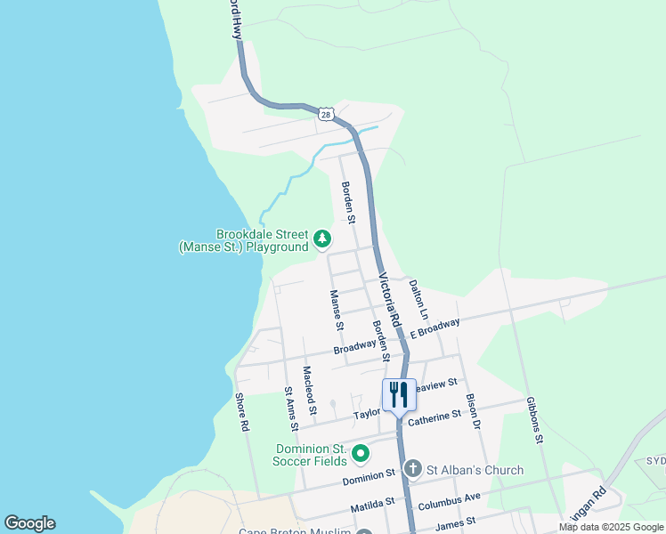 map of restaurants, bars, coffee shops, grocery stores, and more near 94 Manse Street in Sydney