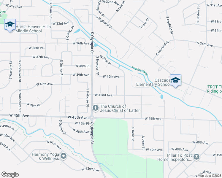map of restaurants, bars, coffee shops, grocery stores, and more near 1201-1203 West 42nd Avenue in Kennewick