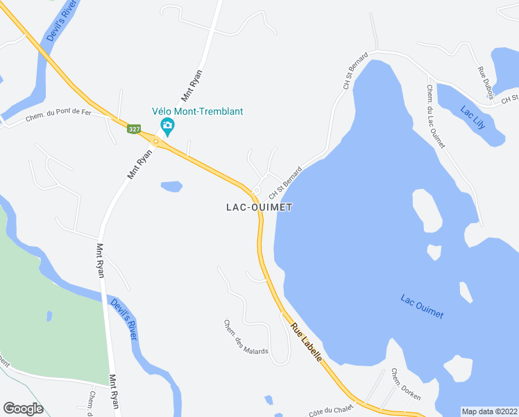 map of restaurants, bars, coffee shops, grocery stores, and more near 2396 Rue Labelle in Mont-Tremblant