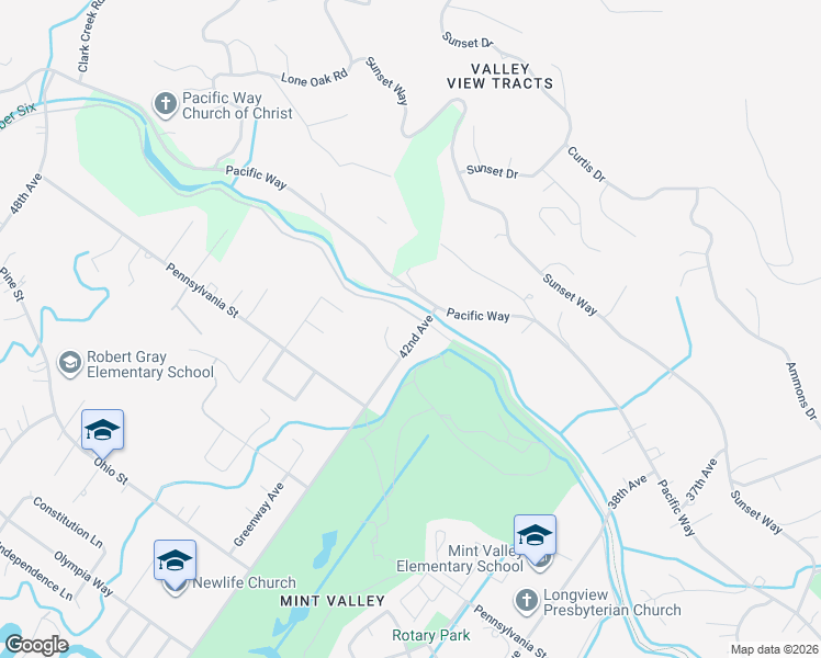 map of restaurants, bars, coffee shops, grocery stores, and more near 2825 42nd Avenue in Longview