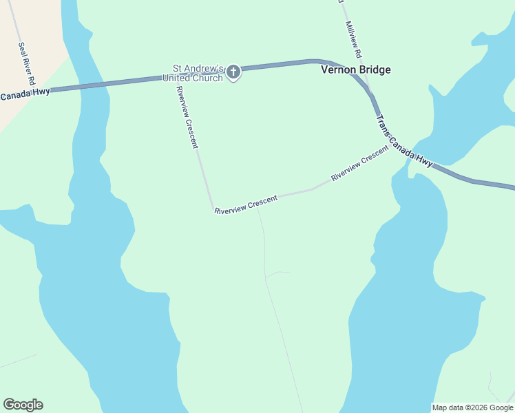 map of restaurants, bars, coffee shops, grocery stores, and more near 144 Riverview Crescent in Vernon Bridge