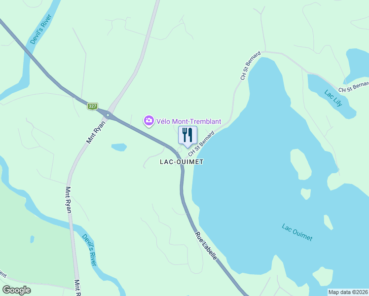 map of restaurants, bars, coffee shops, grocery stores, and more near 2396 Rue Labelle in Mont-Tremblant