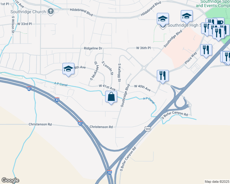 map of restaurants, bars, coffee shops, grocery stores, and more near 5924 West 41st Avenue in Kennewick