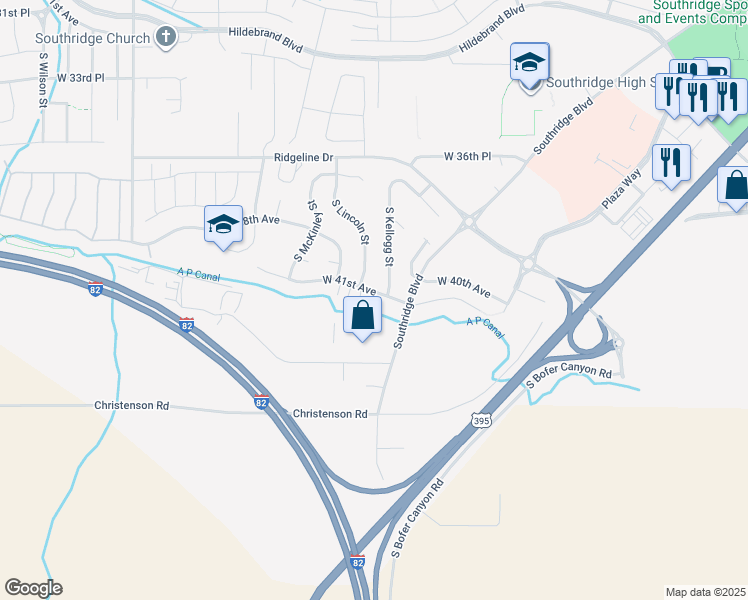 map of restaurants, bars, coffee shops, grocery stores, and more near 5924 West 41st Avenue in Kennewick