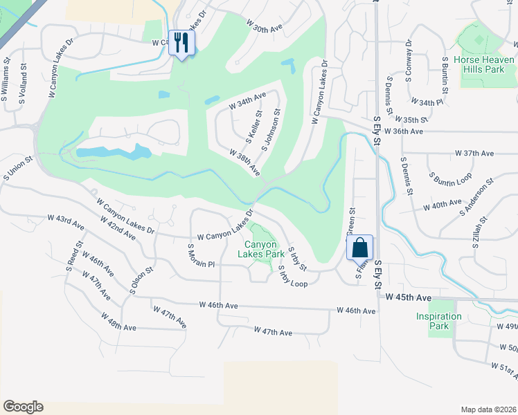 map of restaurants, bars, coffee shops, grocery stores, and more near 3904 South Irby Street in Kennewick