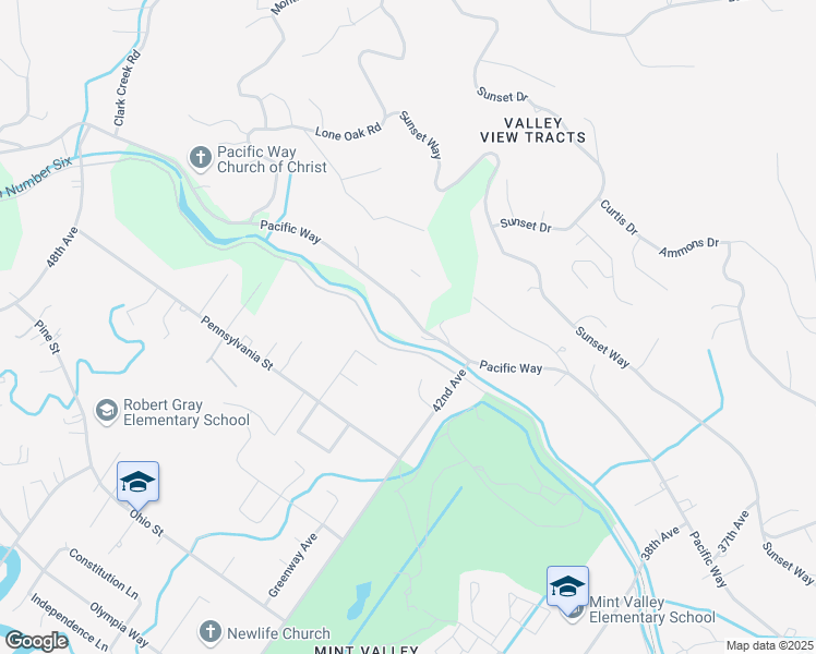 map of restaurants, bars, coffee shops, grocery stores, and more near 4305 Pacific Way in Longview