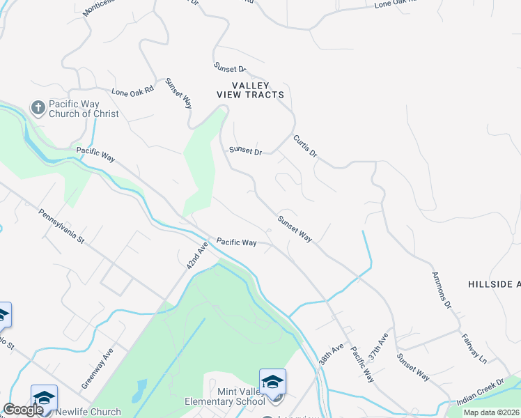 map of restaurants, bars, coffee shops, grocery stores, and more near 4046 Sunset Way in Longview