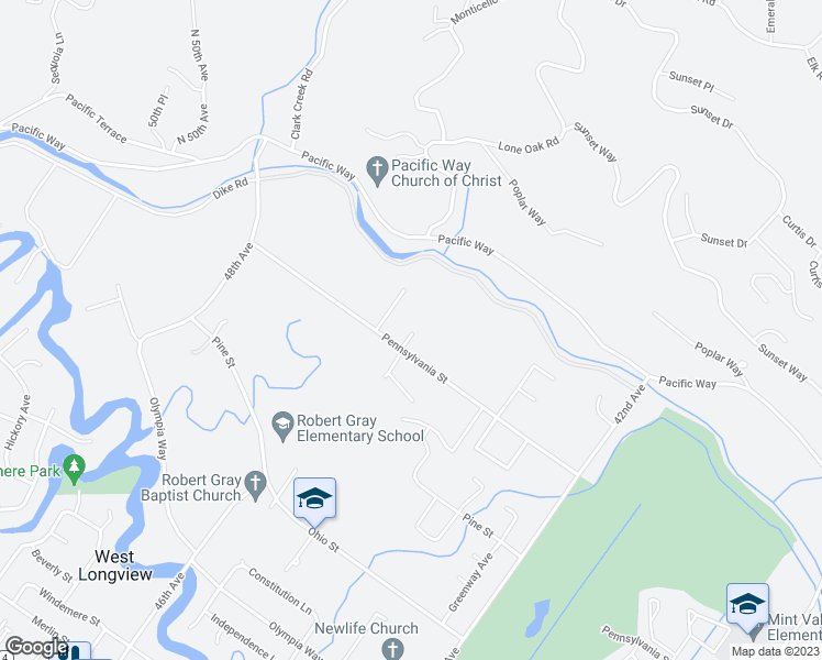 map of restaurants, bars, coffee shops, grocery stores, and more near 105 McGuire Place in Longview