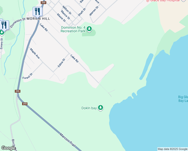 map of restaurants, bars, coffee shops, grocery stores, and more near 311 Lake Road in Glace Bay