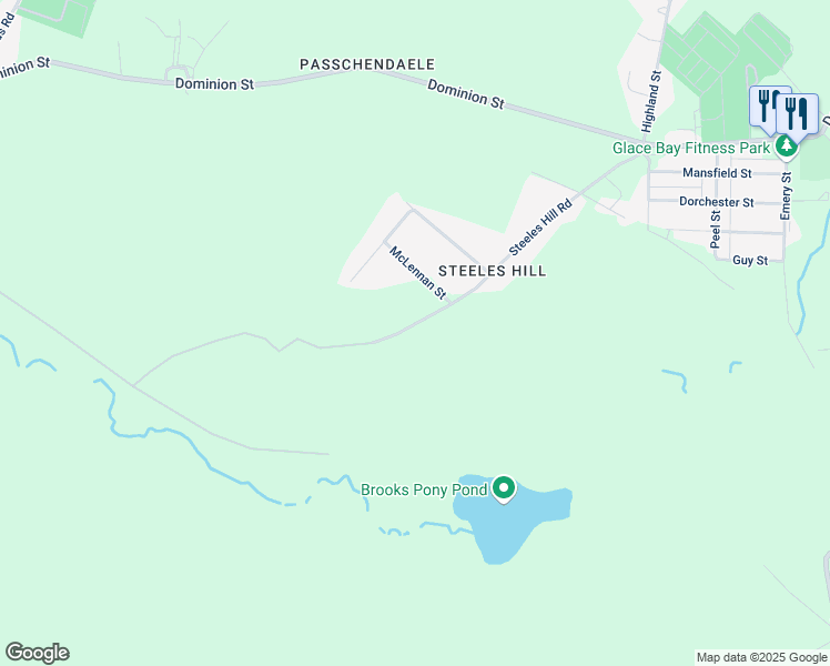 map of restaurants, bars, coffee shops, grocery stores, and more near 86 Steeles Hill Road in Glace Bay