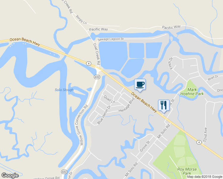 map of restaurants, bars, coffee shops, grocery stores, and more near 167 Blue Heron Drive in Longview