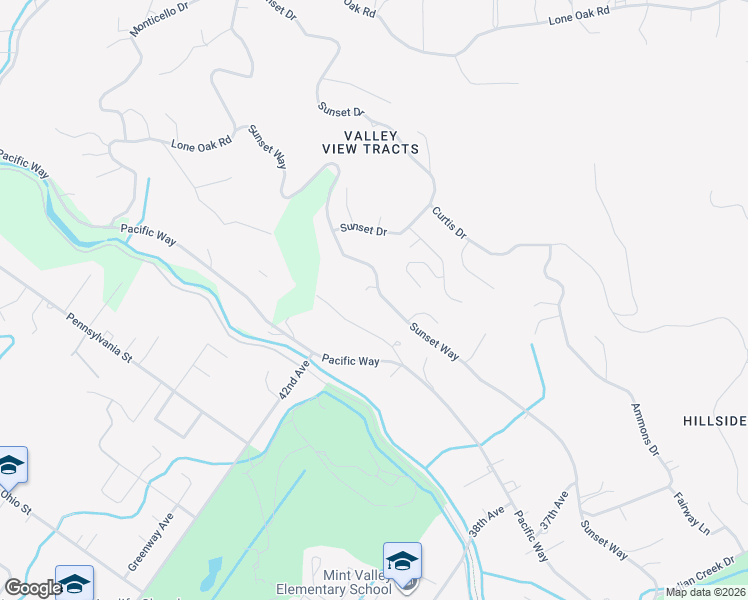 map of restaurants, bars, coffee shops, grocery stores, and more near 4115 Sunset Way in Longview