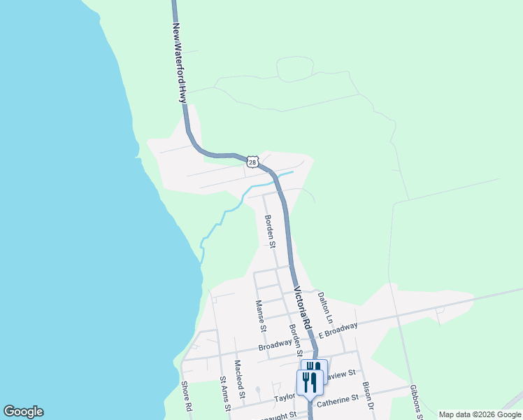 map of restaurants, bars, coffee shops, grocery stores, and more near 335 Borden Street in Sydney