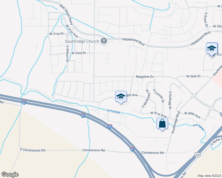 map of restaurants, bars, coffee shops, grocery stores, and more near 6512 West 38th Avenue in Kennewick
