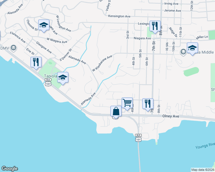 map of restaurants, bars, coffee shops, grocery stores, and more near 395 Cumberland Street in Astoria