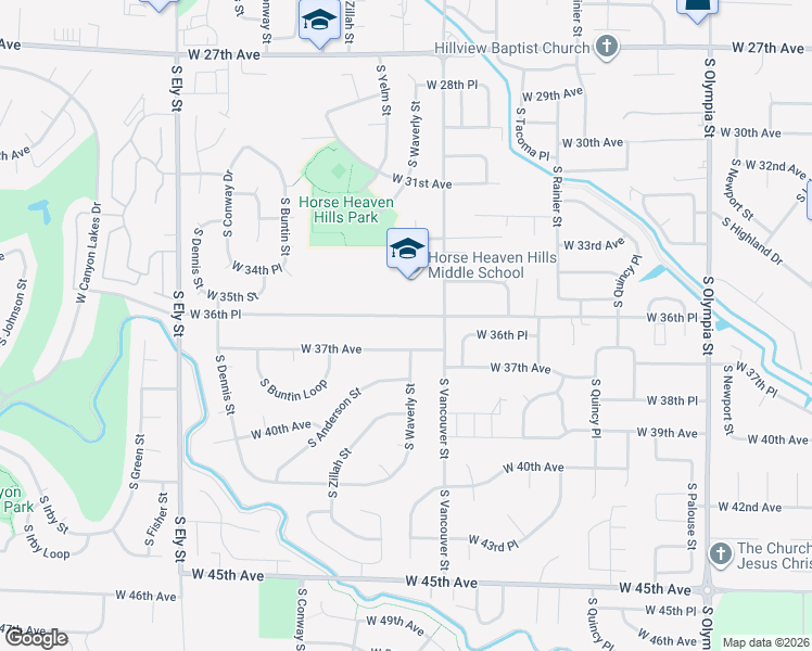 map of restaurants, bars, coffee shops, grocery stores, and more near 2104 West 37th Avenue in Kennewick