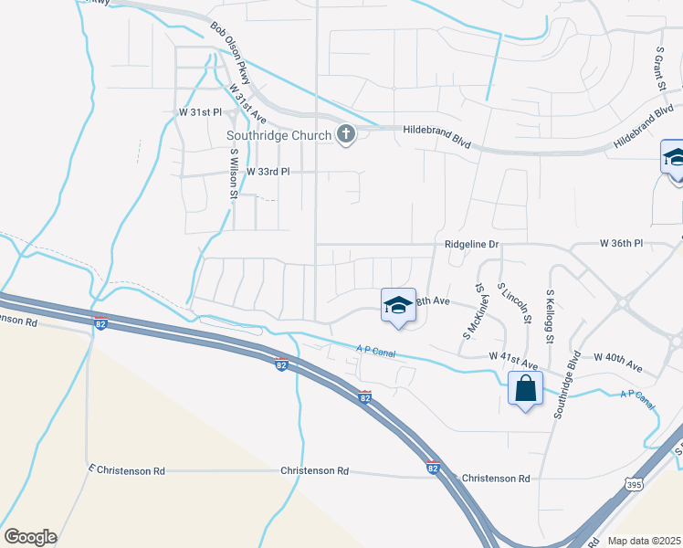 map of restaurants, bars, coffee shops, grocery stores, and more near 6698 West 38th Avenue in Kennewick